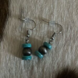 Inspired Navajo pearl and turquoise earrings